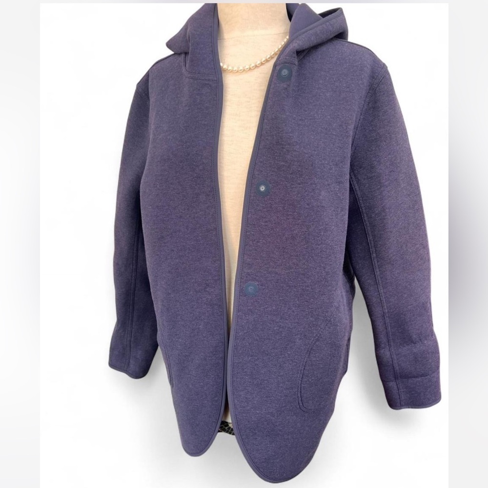Lululemon Hooded Snap Front Jacket Heathered Navy Blue Mesh Lined M